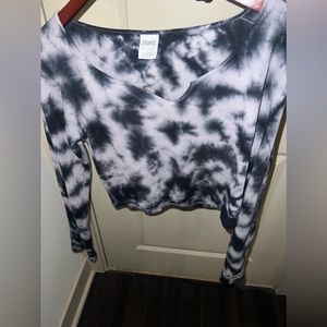 PINK marble thermal cropped long sleeve